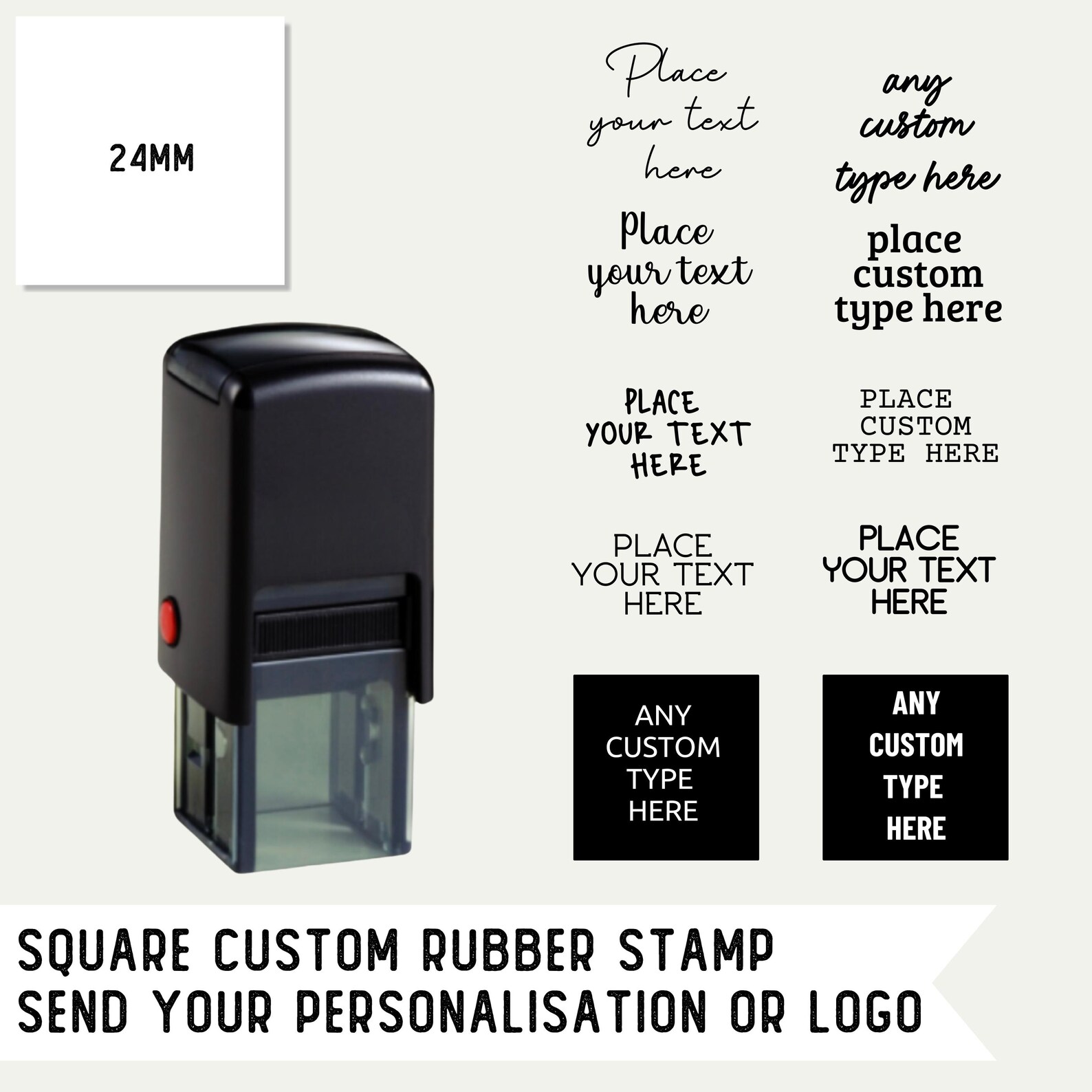 Custom Rubber Stamp | Add Your Own Personalised Text | Self Inking ...