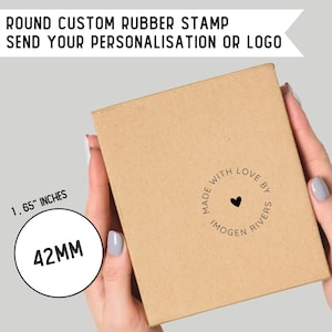 Timbro di gomma personalizzato / Fatto a mano da/ Fatto con amore da / Autoinchiostrante / Confezione / Marchio creato / Rotondo 42mm x 42mm /Rou 003(12)
