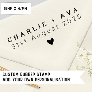Sello de goma personalizado / Nombre del señor y la señora / Invitación de boda / Autoentintado / Papelería de sobre / Devolución / Rectángulo 18 mm x 47 mm /SKU Rec002