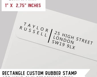 Custom Rubber Stamp | Modern Return Name & Address | Self Inking | Personalised | Rectangle 25mm x 70mm |SKU Rec004/RA11