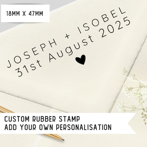 Sello de goma personalizado / Nombre del señor y la señora / Invitación de boda / Autoentintado / Papelería de sobre / Devolución / Rectángulo 18 mm x 47 mm /SKU Rec002WS1