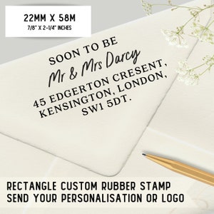 Timbro di gomma personalizzato / Nome e indirizzo di ritorno minimalista / Sig. e Sig.ra / Matrimonio / Rettangolo 22mm x 58mm /SKU Rec003/RA5