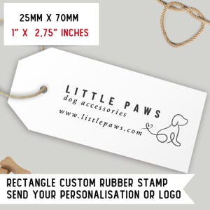 Timbro di gomma personalizzato / Fatto a mano da / Aggiungi il tuo logo / Aggiungi qualsiasi testo / Timbro medio / Personalizzato / Rettangolo 25mm x 70mm /SKU Rec004d