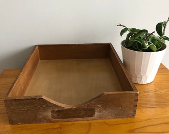 Vintage, wood office tray, correspondence box, inbox outbox, wood office box, correspondence tray