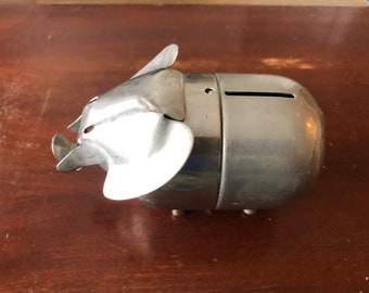 Metal elephant bank, pull apart stainless steel coin bank