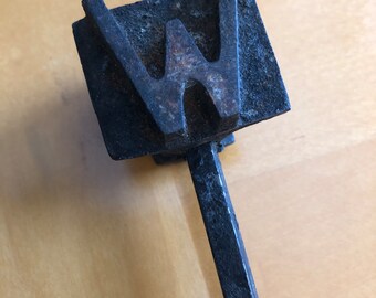 Branding iron, wood handle