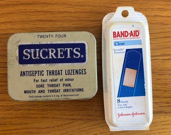 Medical containers, Sucrets, Band Aid