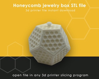 Honeycomb jewelry box STL file 3d printing instant download DIY
