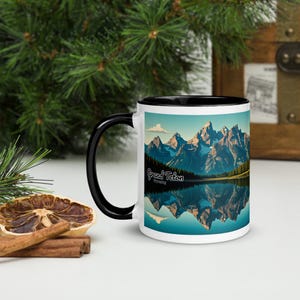 Grand Teton Mountain Reflection Mug – Scenic Lake Design - With Location