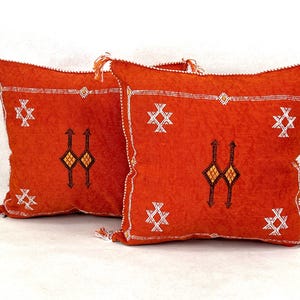 Arab Cactus Silk Pillow | Moroccan Handmade Boho Cushion | Decorative Throw Pillow Cover