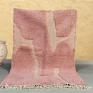 50% OFF Pink Moroccan Wool Rug – Handmade Boho Shag Carpet with Textured Pattern, Blush Area Rug for Living Room, berber Rug, Area Rug 8x10
