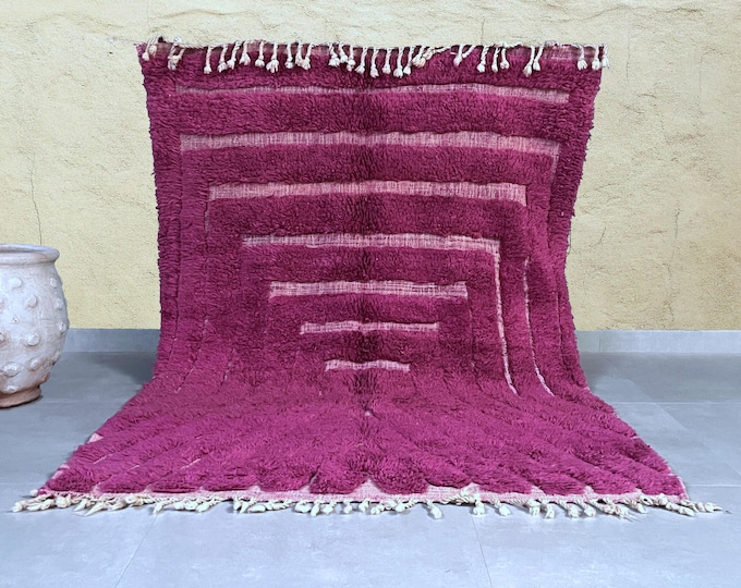 Purple Beni Ourain Rug - Moroccan Wool Rug - Berber Area Rug - Custom Rugs For Bedroom - Handmade Rugs For Living Room - Home Decor