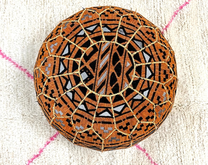 Moroccan pouffe, bedroom pouf, bohemian pouf, special moroccan pouf, genuine leather, functional pouf, moroccan pouf cover, footstool