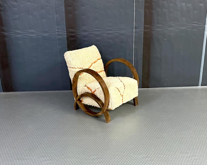 Timeless Elegance Handcrafted Mid-Century Modern Armchair with Retro Lounge Charm, Vintage Relaxation in Moroccan Wood Style, A Perfect Gift