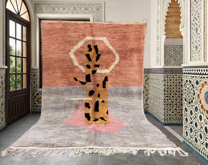 Moroccan Rug, Rugs for Living Room, Beni Ourain Rug, Wool Shag Rug, Modern Abstract Shag Area Rug, Moroccan Shag Rug, Large Living Room Rug