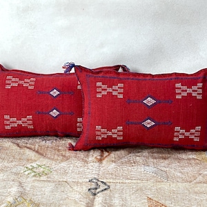 Arab Cactus Silk Pillow | Moroccan Handmade Boho Cushion | Decorative Throw Pillow Cover