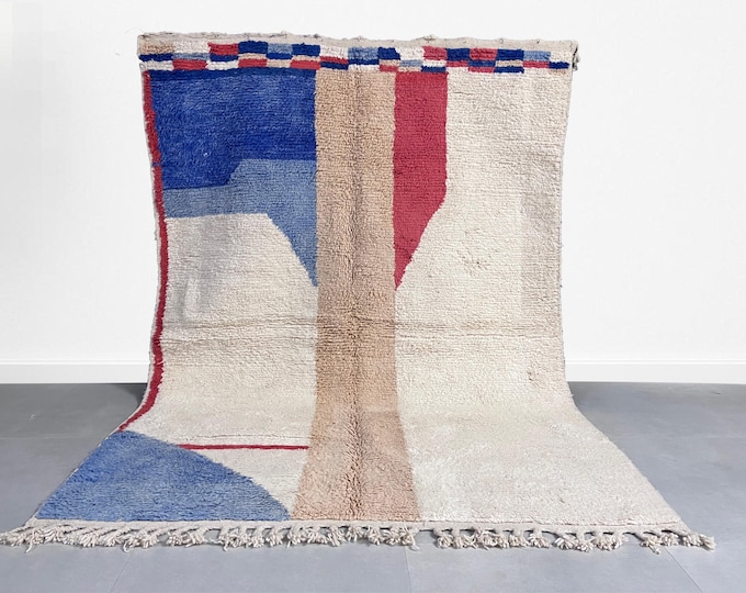 Custom Beni ourain rug, Authentic Blue Moroccan rug, Berber carpet, Genuine Wool rug, Handmade Beni ourain Area rug