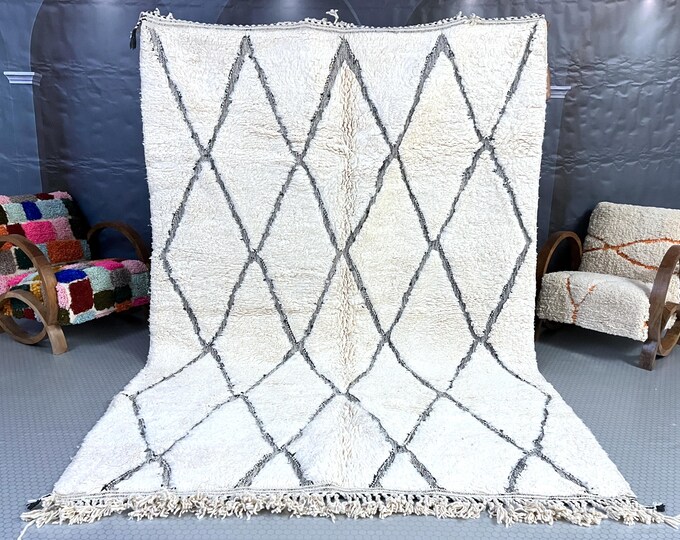 Black And White Moroccan Rug, Beni Ourain rug, Handmade Rug, Checkered rug, Authentic Moroccan rug, Custom rug, Moroccan wool rug, Rug