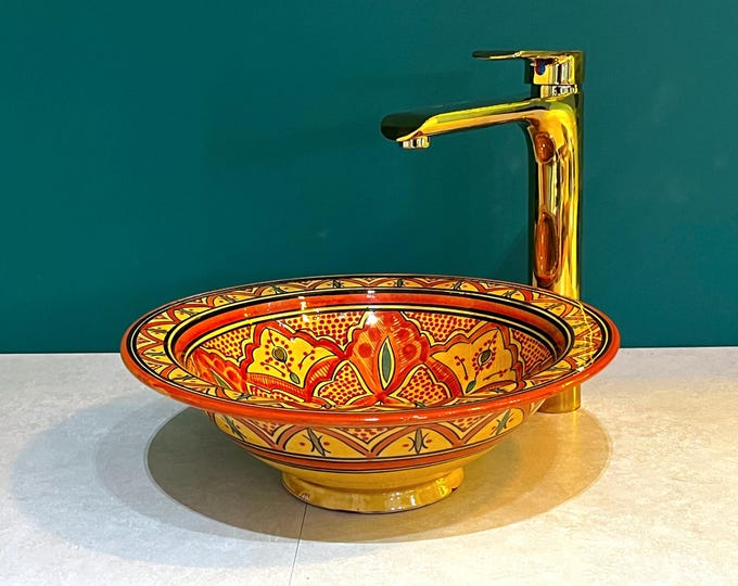 Moroccan wash bassin for Bathroom & Kitchen Vessel ,Handmaded and Hand-Painted sink, Home Decor