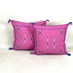 Arab Cactus Silk Pillow | Moroccan Handmade Boho Cushion | Decorative Throw Pillow Cover