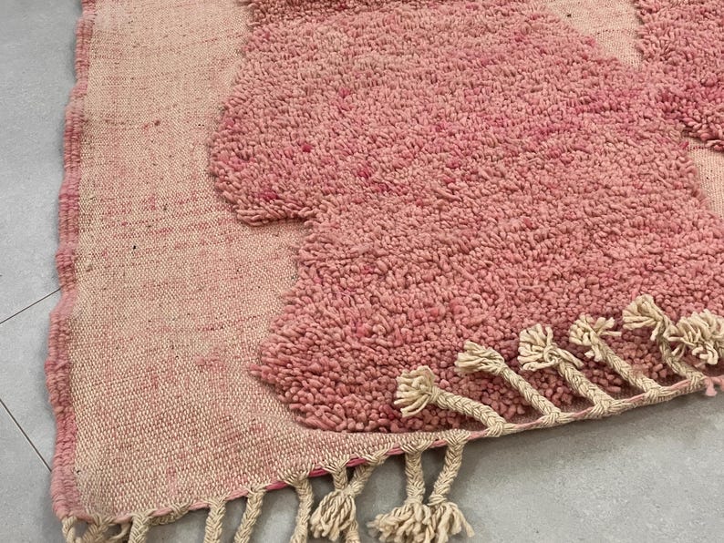Viral Coquette Pink Rug | Soft Moroccan Berber Carpet | Beni Mrirt Style Handmade Wool Rug | Aesthetic Boho Decor Must-Have - Pink Beni Rug image 4