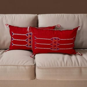 Arab Cactus Silk Pillow | Moroccan Handmade Boho Cushion | Decorative Throw Pillow Cover