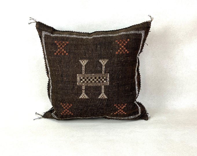 Arab Cactus Silk Pillow | Moroccan Handmade Boho Cushion | Decorative Throw Pillow Cover