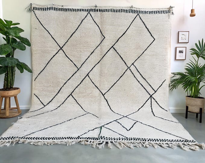 Custom Handmade Moroccan Wool Rug with Modern Geometric Design