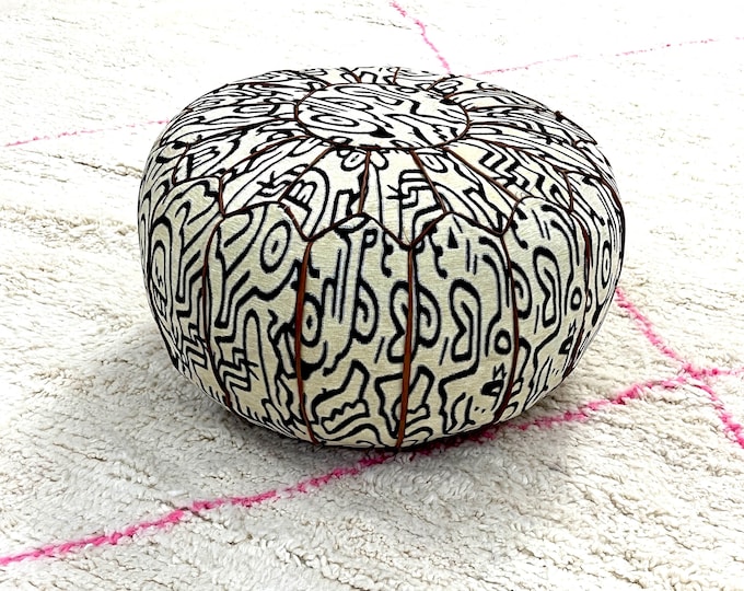 Moroccan pouffe, bedroom pouf, bohemian pouf, special moroccan pouf, genuine leather, functional pouf, moroccan pouf cover, footstool
