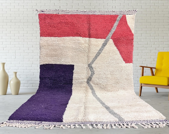 Abstract Moroccan rug 7x9 - berber rug - rugs for living room - gifts for her - tufted rug