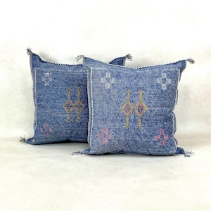 Arab Cactus Silk Pillow | Moroccan Handmade Boho Cushion | Decorative Throw Pillow Cover