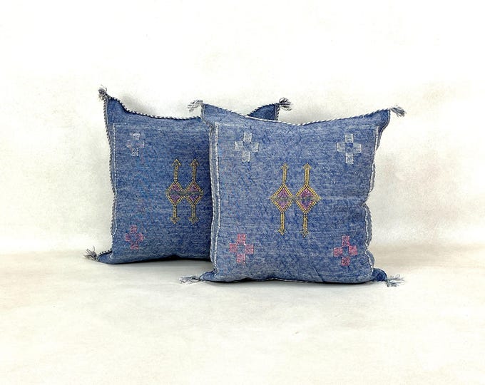Arab Cactus Silk Pillow | Moroccan Handmade Boho Cushion | Decorative Throw Pillow Cover