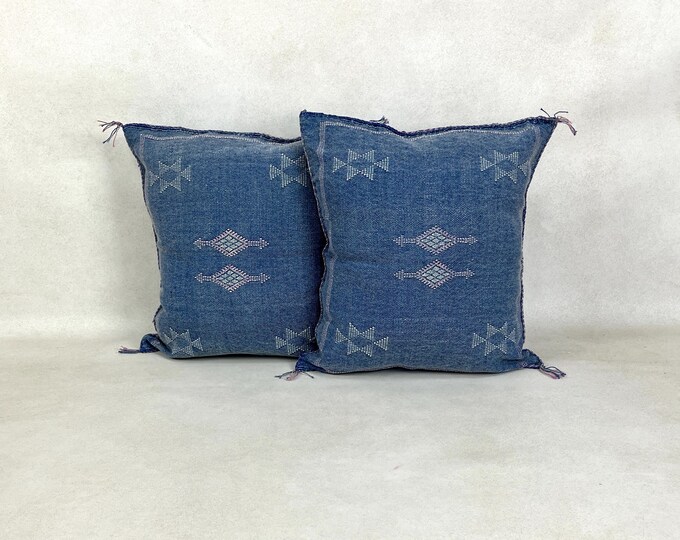 Arab Cactus Silk Pillow | Moroccan Handmade Boho Cushion | Decorative Throw Pillow Cover