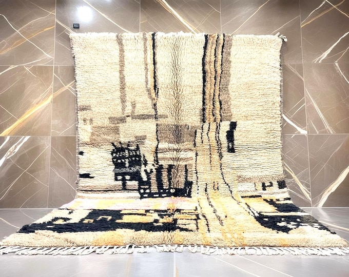 5x7ft Moroccan Boujaad Rug, Vintage Wool Carpet, Handmade Moroccan Rug, Organic Wool Rug, Traditional Berber Rug