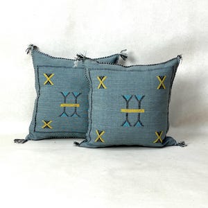 Arab Cactus Silk Pillow | Moroccan Handmade Boho Cushion | Decorative Throw Pillow Cover