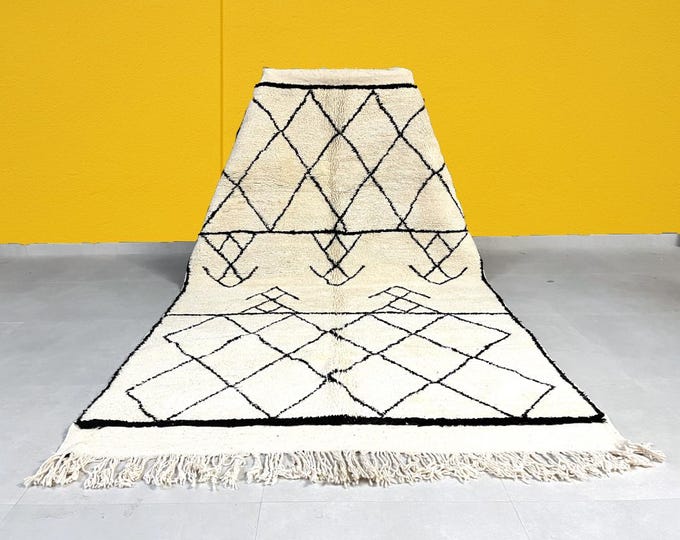Soft Moroccan Rug 6x10 – Authentic Beni Ourain & Azilal Handmade Berber Carpet – Genuine Wool Area Rug .Wool carpet.Large area rug
