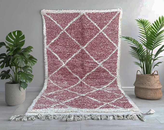 Custom Beni Ourain rug, all wool Berber rug, Pink Moroccan rug, large rug handmade rug, Moroccan wool rug