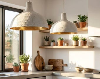 Moroccan Hammered Copper Pendant – White Dome Ceiling Light - Decoration light
