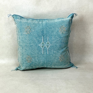 Arab Cactus Silk Pillow | Moroccan Handmade Boho Cushion | Decorative Throw Pillow Cover