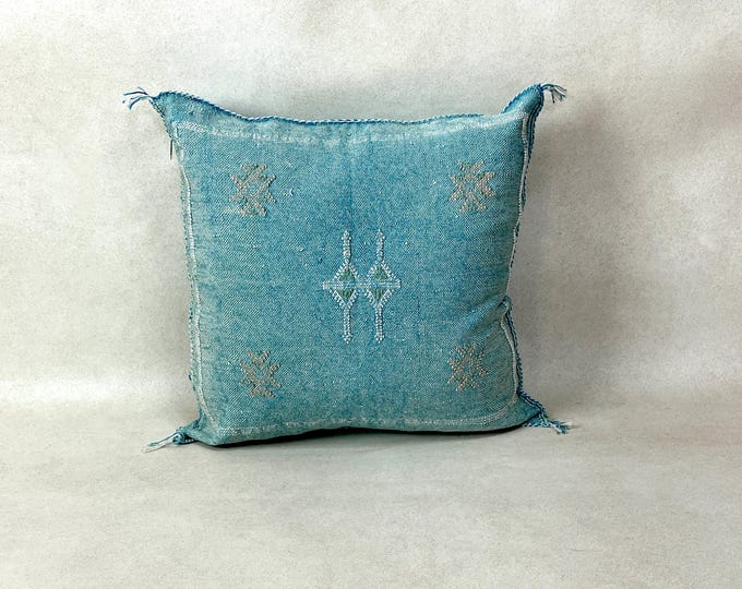 Arab Cactus Silk Pillow | Moroccan Handmade Boho Cushion | Decorative Throw Pillow Cover