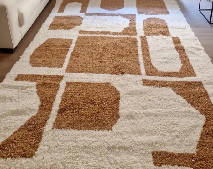 Moroccan Handmade Rug – Woven Berber Wool Carpet – Modern Handwoven Rug – Artistic Design Area Rug – Living Room Decor