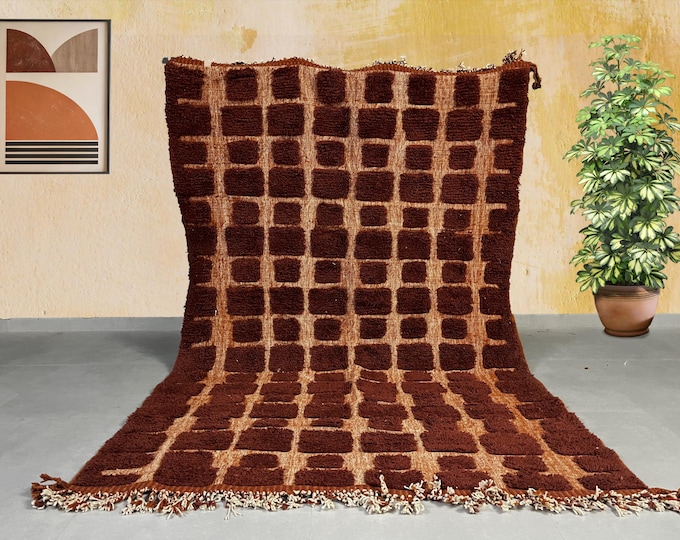 Handwoven Rug, Beni Ourain Rug, Berber Boho Style, Moroccan Rug, Geometric Patterns, Natural Wool, Authentic Handcrafted Rug,