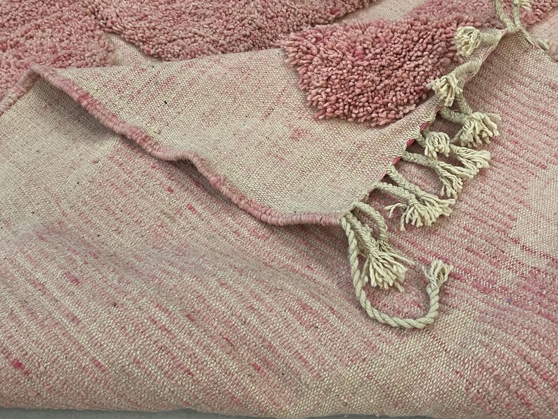 Viral Coquette Pink Rug | Soft Moroccan Berber Carpet | Beni Mrirt Style Handmade Wool Rug | Aesthetic Boho Decor Must-Have - Pink Beni Rug image 9