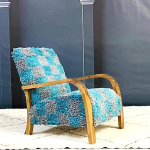 Timeless Elegance Handcrafted Mid-Century Modern Armchair with Retro Lounge Charm, Vintage Relaxation in Moroccan Wood Style, A Perfect Gift