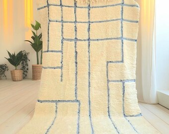 BENI OURAIN RUG - Soft Moroccan Rug - Handmade Sheep Wool Rug - Custom Rug - Contemporary Rug - Berber Rug.