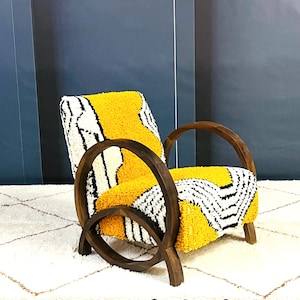Moroccan Kilim Armchair, Midcentury Chair, Retro lounge chair, relax vintage modern chair,Comfy chair, Art deco chair