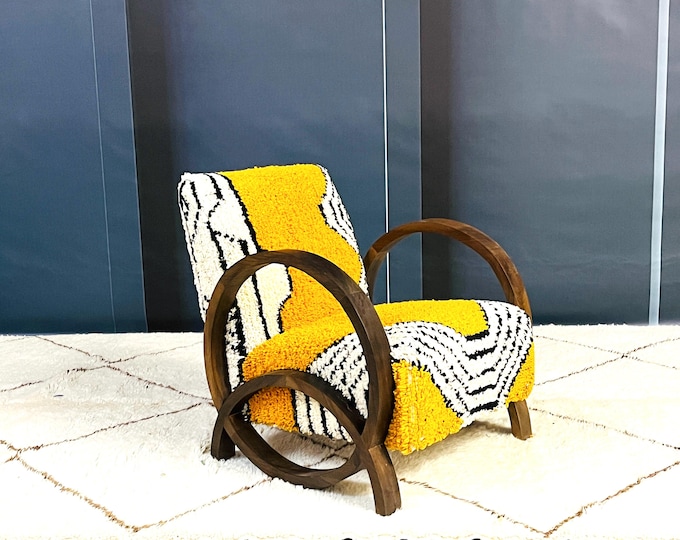 Moroccan Kilim Armchair, Midcentury Chair, Retro lounge chair, relax vintage modern chair,Comfy chair, Art deco chair