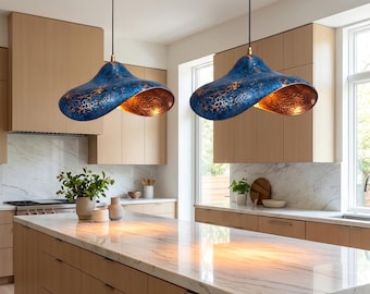 Hammered Copper Pendant Light, Handmade Luxury Ceiling Lamp, Organic Modern Lighting, Custom Copper Chandelier