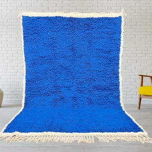 Moroccan rug blue - Berber rug - Custom Moroccan rug - Beni ourain rug - Handmade rug - Plain Wool rug - blue rug - Indigo blue rug
