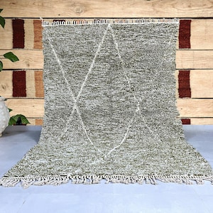 Moroccan rug green - Handmade rug - Moroccan berber rug - Beni ourain rug - Morocco rug - Moroccan area rug - Custom green rug - Wool rug